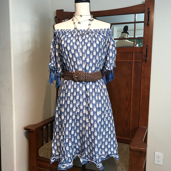 Roaman's Dresses & Skirts - Off the Shoulder Tassel Dress